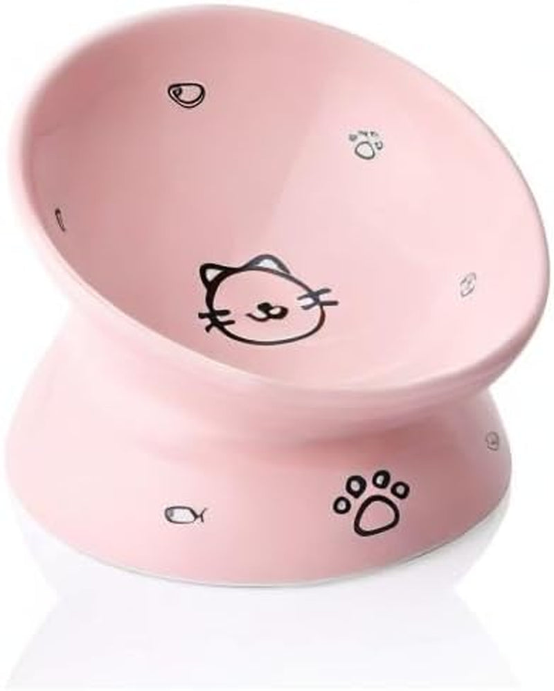 Elevated Ceramic Cat Bowl (Pink)