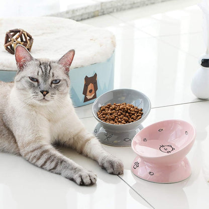 Elevated Ceramic Cat Bowl (Pink)