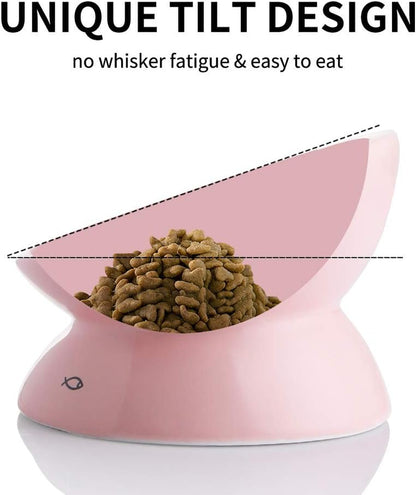 Elevated Ceramic Cat Bowl (Pink)